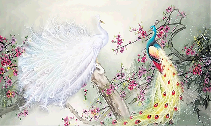 Full Diamond Painting kit - Beautiful peacocks (16x24inch)