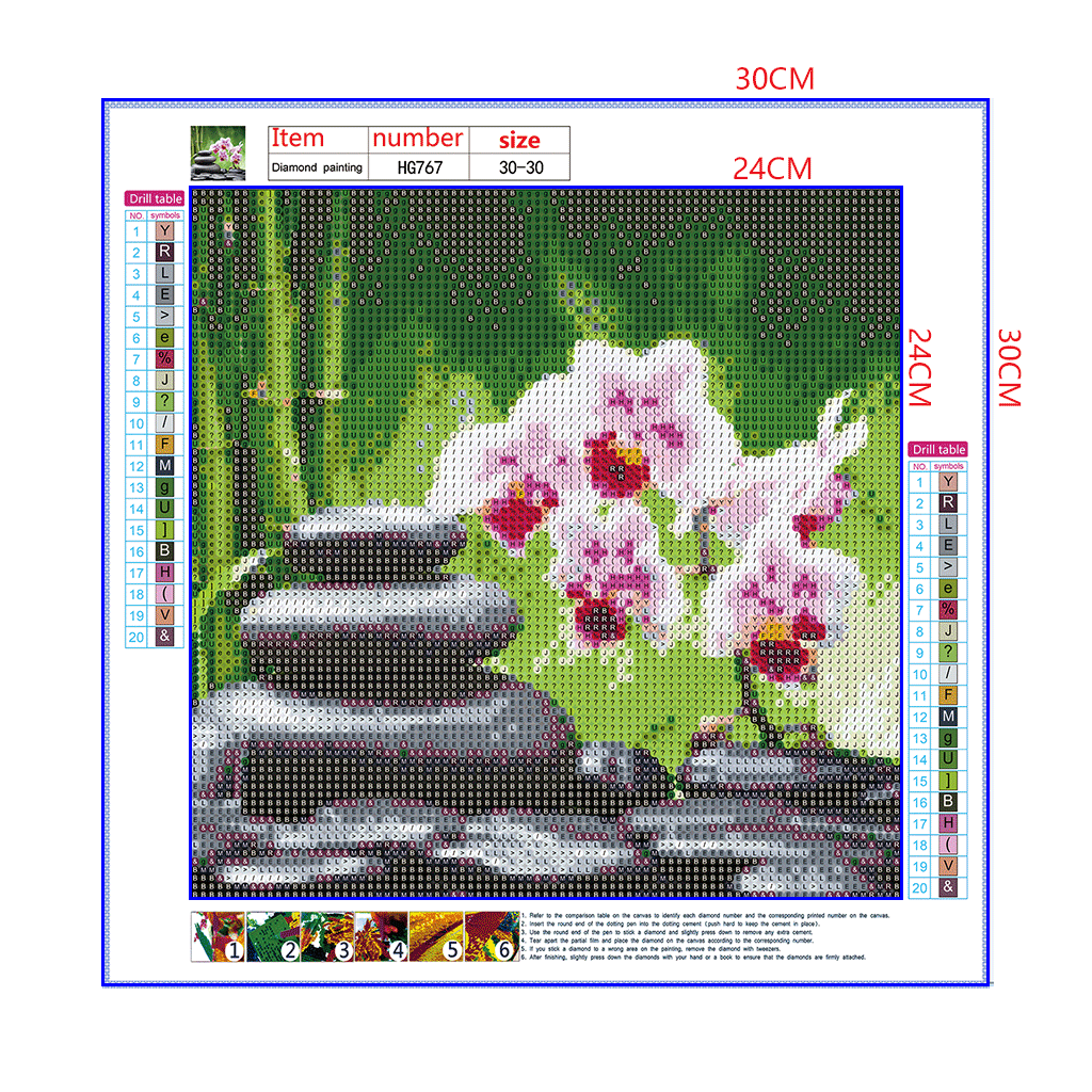 Full Diamond Painting kit - Flower and stones