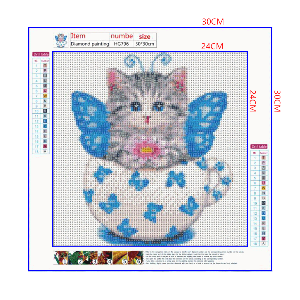 Full Diamond Painting kit - Cat on teacup