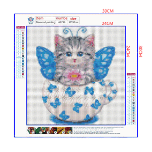 Full Diamond Painting kit - Cat on teacup