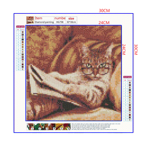 Full Diamond Painting kit - Cat reading a book