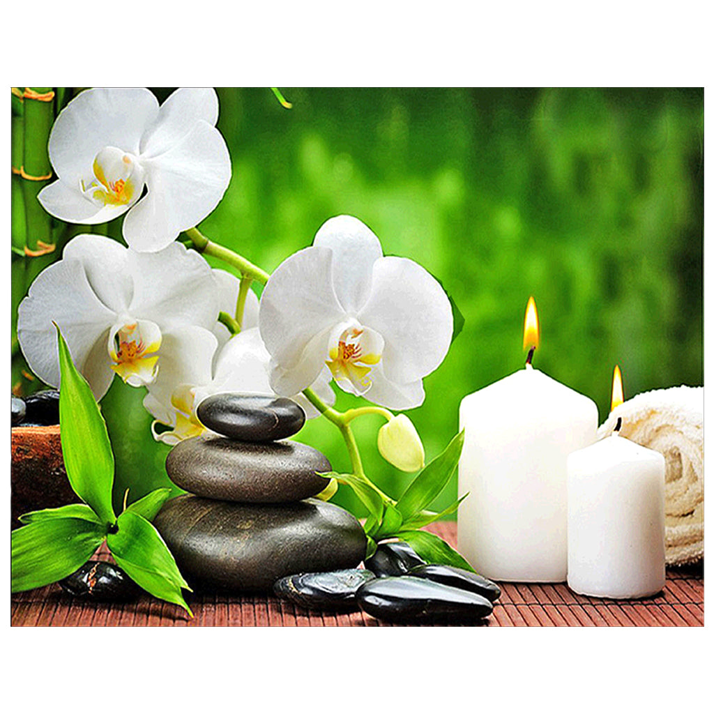 Full Diamond Painting kit - Flowers, stones and candles