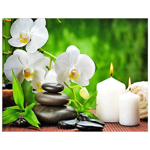 Full Diamond Painting kit - Flowers, stones and candles