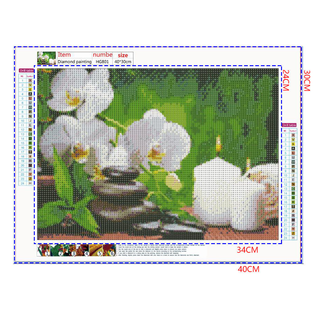 Full Diamond Painting kit - Flowers, stones and candles