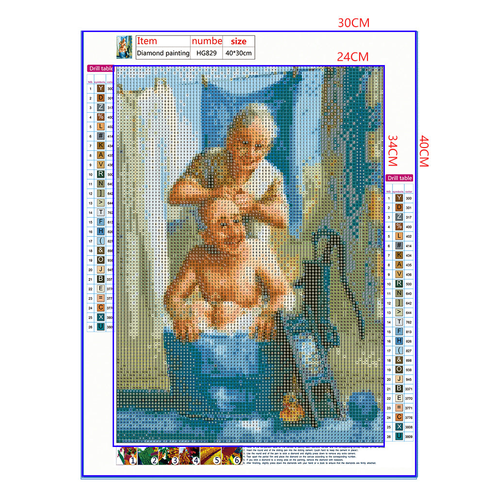 Full Diamond Painting kit - Grandma bathing grandpa