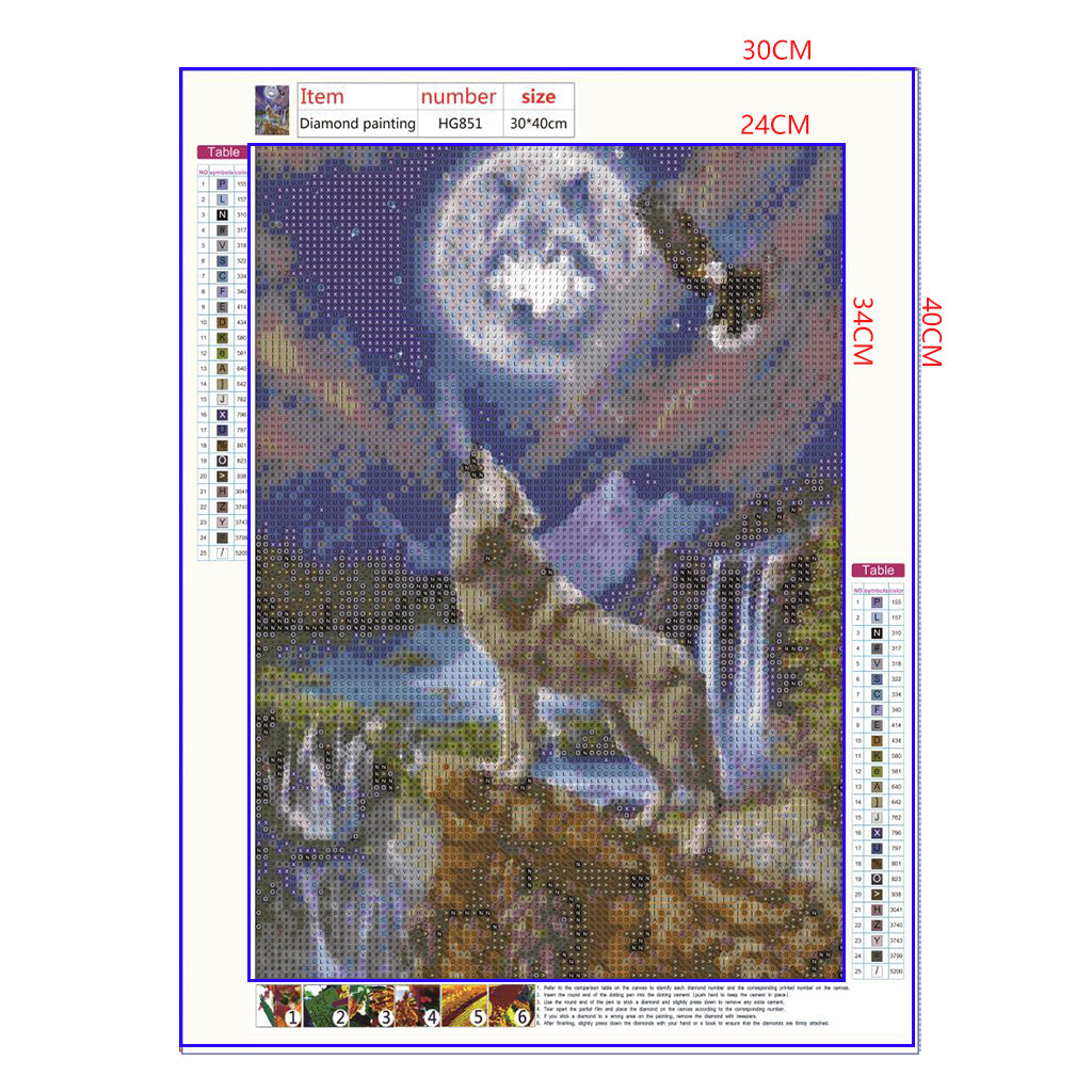Full Diamond Painting kit - Wolf under the moon