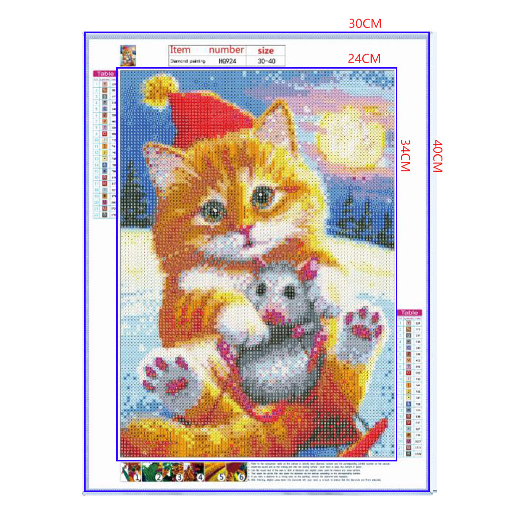 Full Diamond Painting kit - Cat and mouse merry christmas