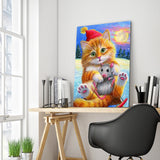 Full Diamond Painting kit - Cat and mouse merry christmas