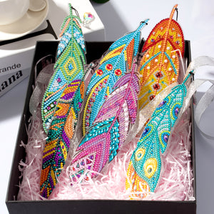 6 Pcs DIY Feather Diamond Painting Bookmark