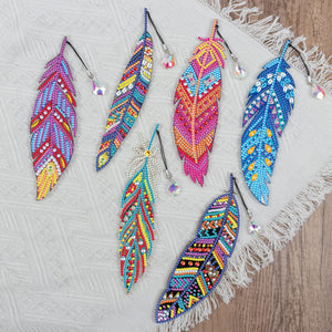 6 Pcs DIY Feather Diamond Painting Bookmark