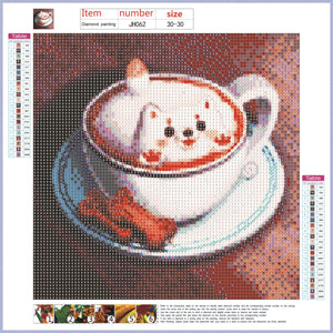 Full Diamond Painting kit - Dog in coffee