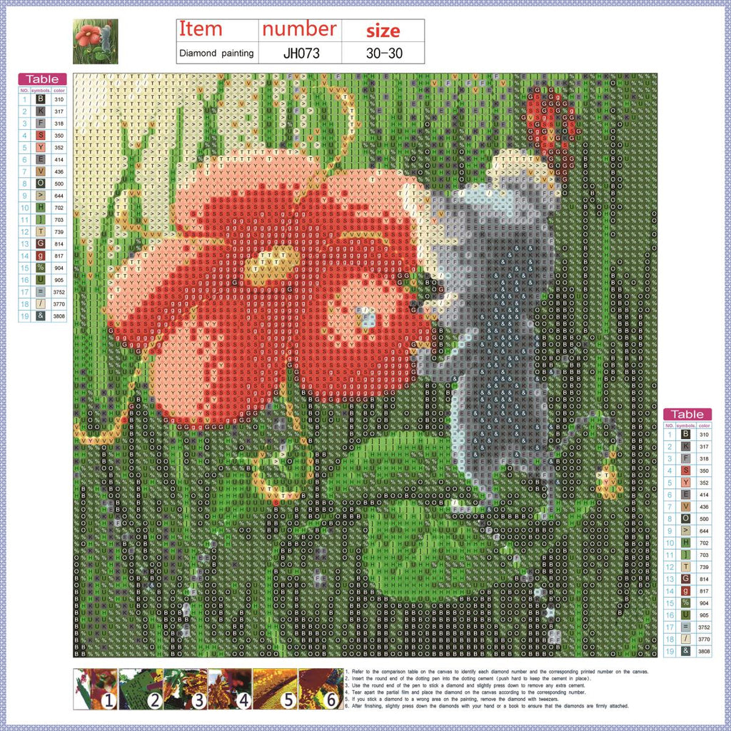 Full Diamond Painting kit - Flowers and mice