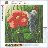 Full Diamond Painting kit - Flowers and mice