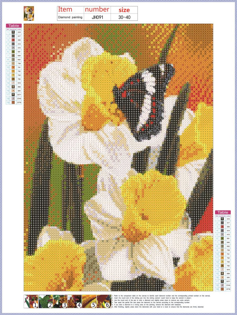 Full Diamond Painting kit - Flowers and butterfly
