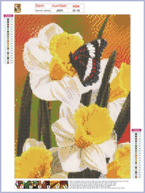 Full Diamond Painting kit - Flowers and butterfly
