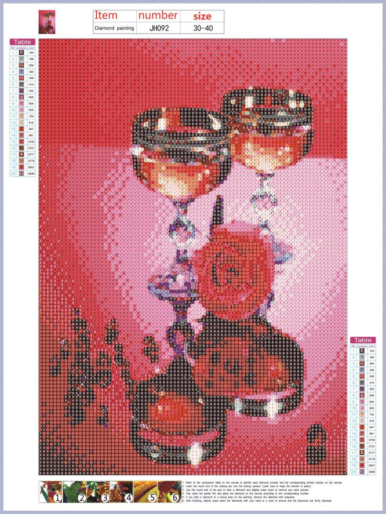 Full Diamond Painting kit - Rose and wine glass