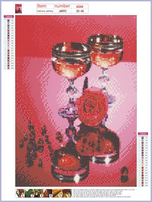 Full Diamond Painting kit - Rose and wine glass