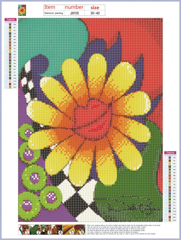 Full Diamond Painting kit - Smiley flower