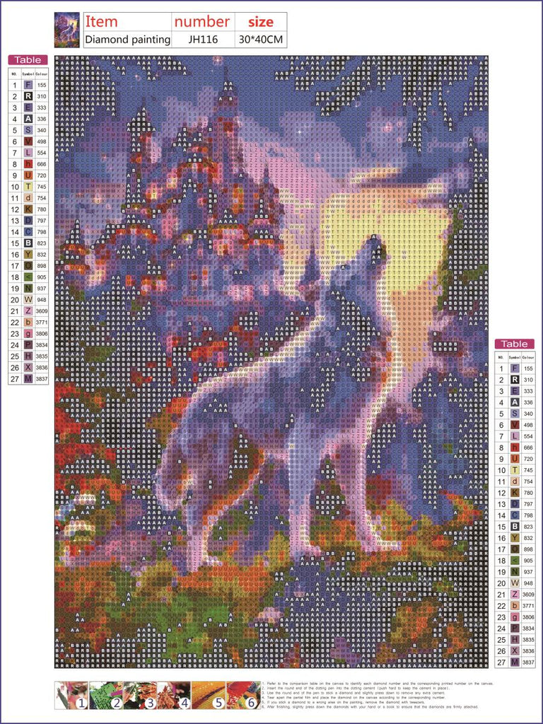 Full Diamond Painting kit - Wolf howling