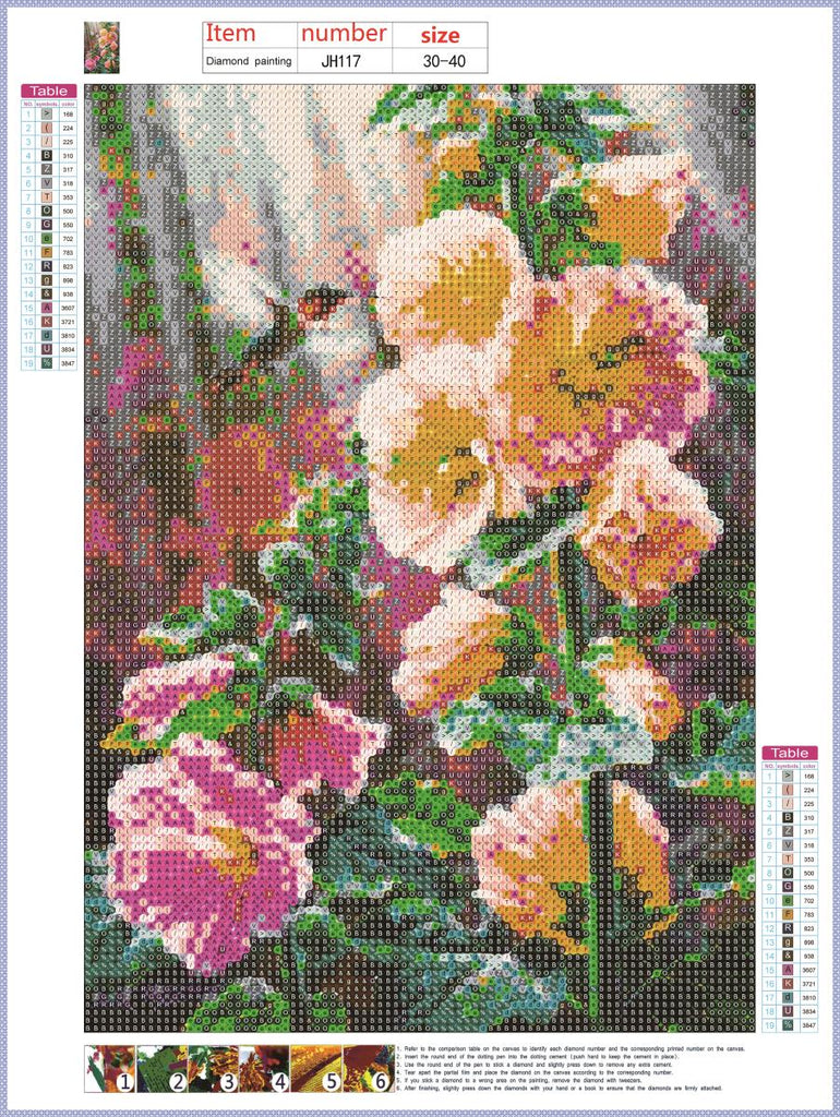 Full Diamond Painting kit - Beautiful Flowers and Hummingbird