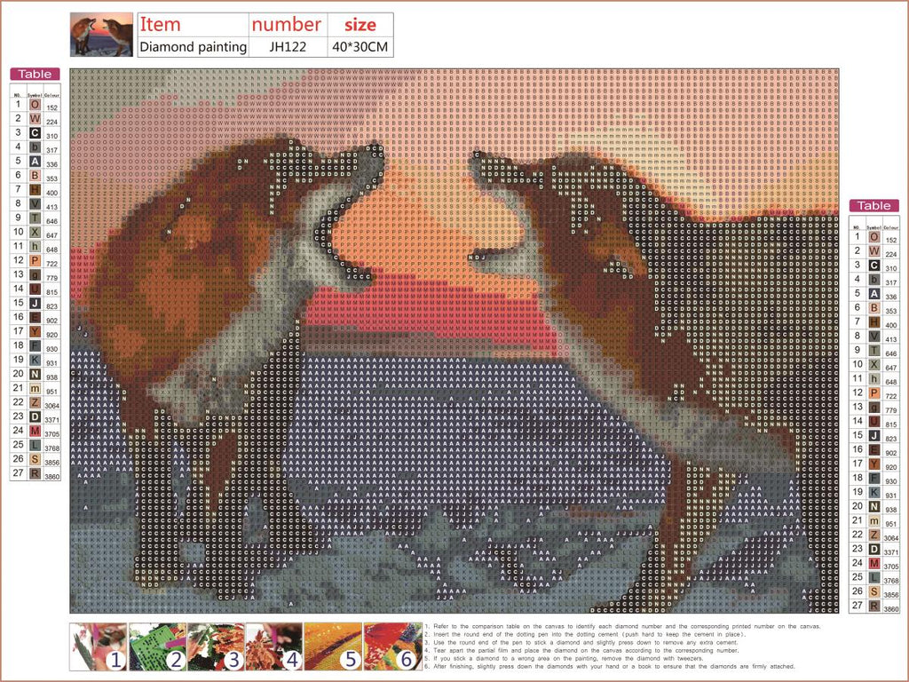 Full Diamond Painting kit - Red foxes