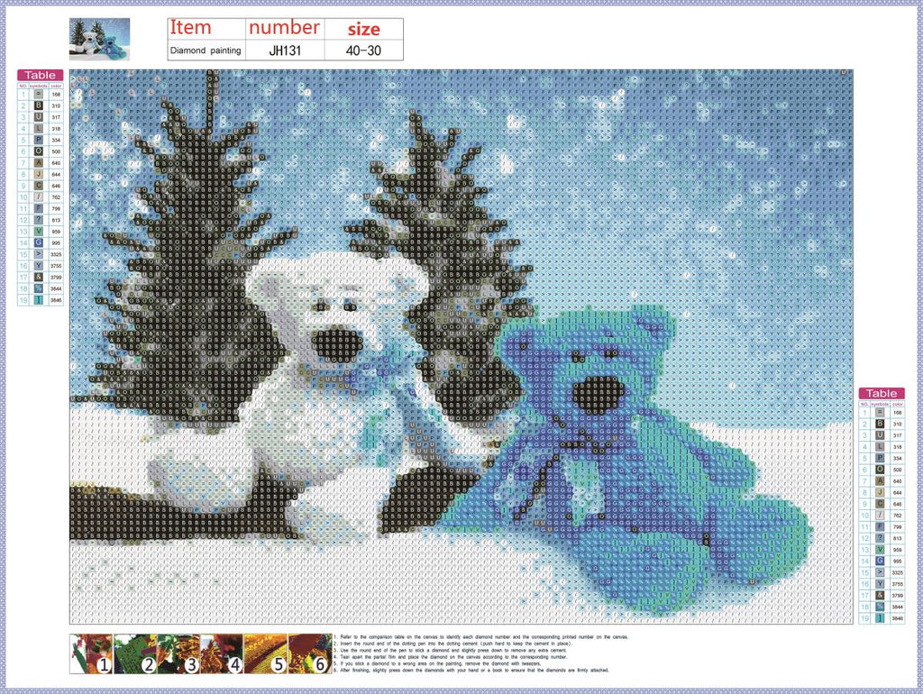 Full Diamond Painting kit - Bear dolls in snow