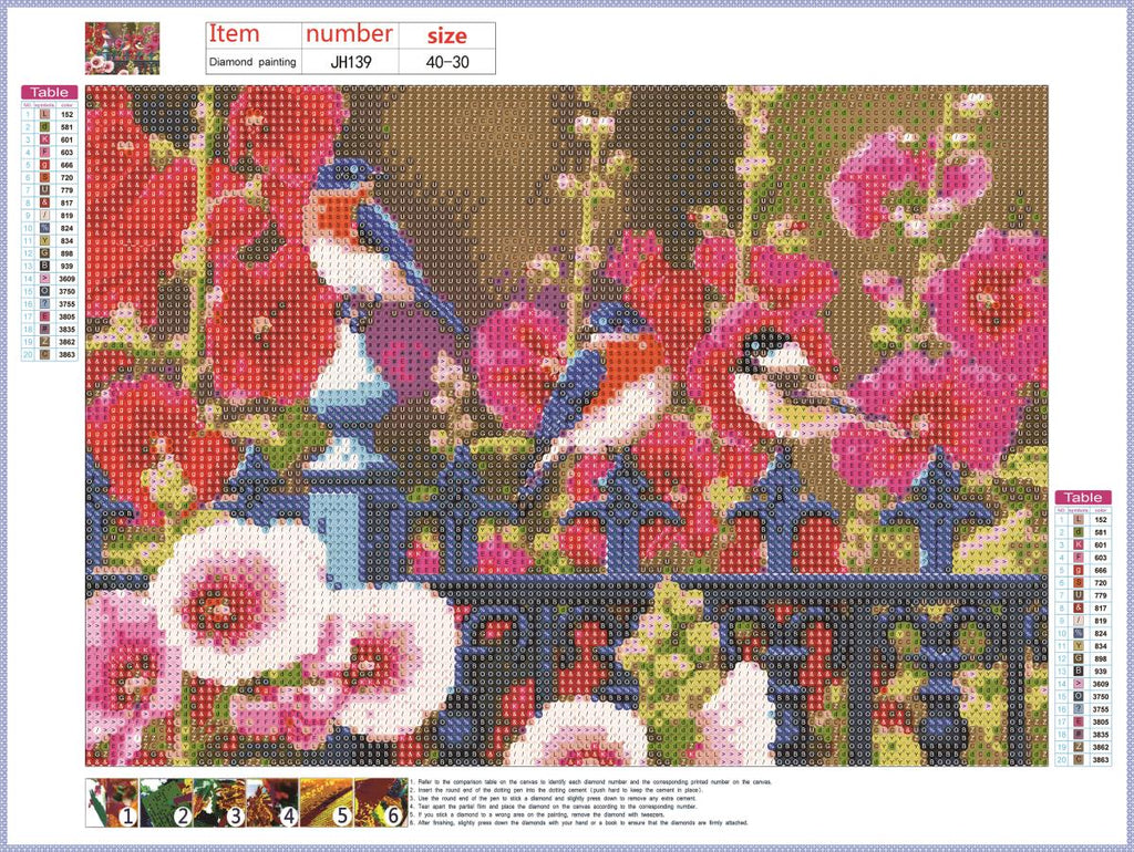 Full Diamond Painting kit - Flowers and birds