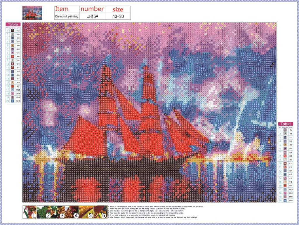 Full Diamond Painting kit - Sailing boat and beautiful fireworks