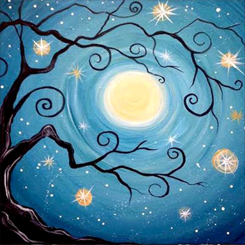 Full Diamond Painting kit - Old tree in moonlight