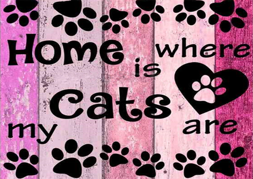 Full Diamond Painting kit - Home where is my cats are