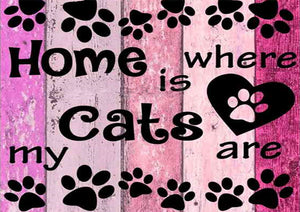 Full Diamond Painting kit - Home where is my cats are