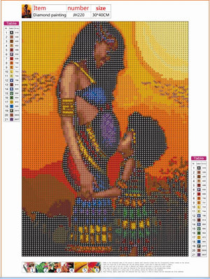 Full Diamond Painting kit - African beauty mother and child