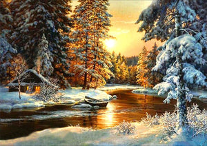 Full Diamond Painting kit - Winter snow scene