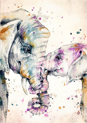 Full Diamond Painting kit - Watercolor elephants