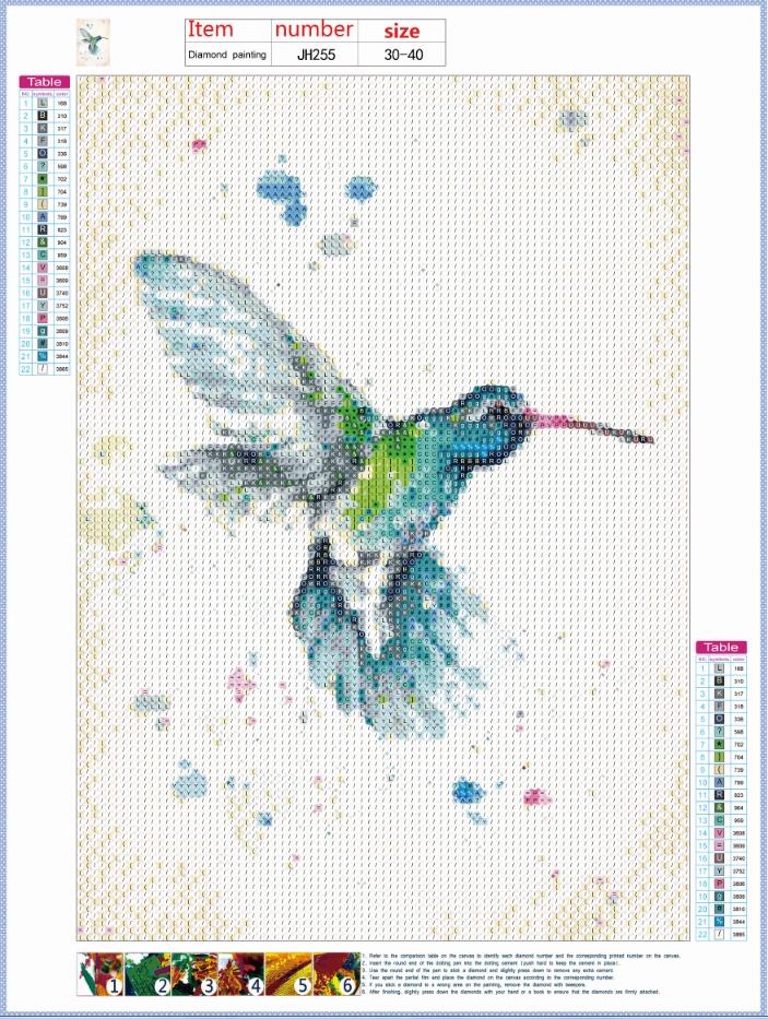Full Diamond Painting kit - Watercolor Hummingbird