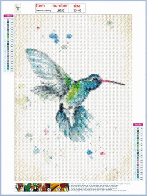Full Diamond Painting kit - Watercolor Hummingbird