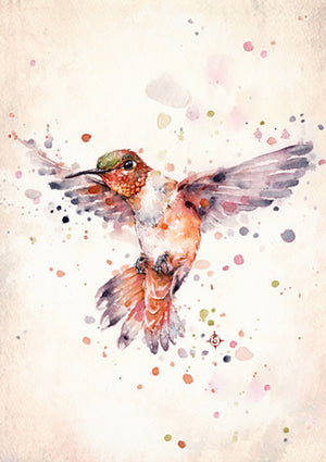 Full Diamond Painting kit - Watercolor Hummingbird