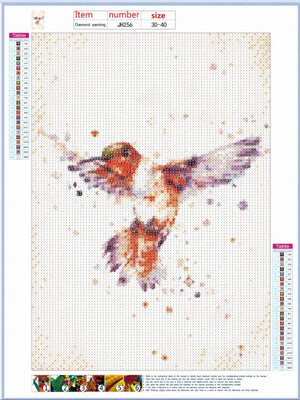 Full Diamond Painting kit - Watercolor Hummingbird