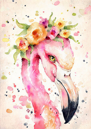 Full Diamond Painting kit - Watercolor flamingo