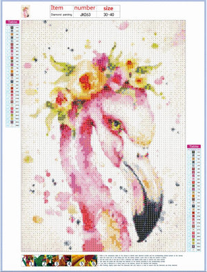 Full Diamond Painting kit - Watercolor flamingo