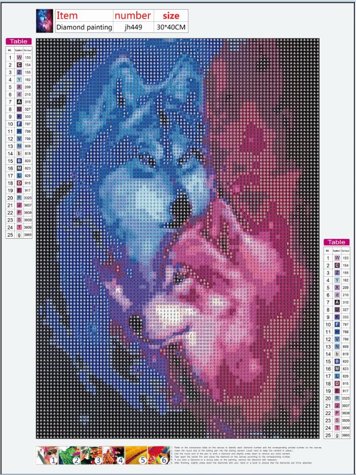 Full Diamond Painting kit - Wolf couple
