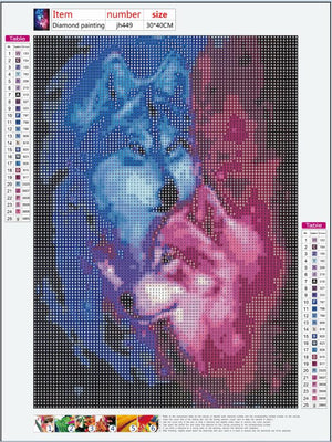 Full Diamond Painting kit - Wolf couple