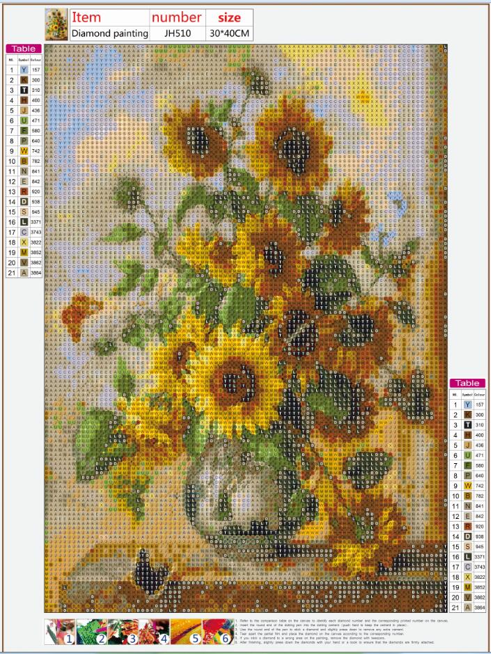 Full Diamond Painting kit - Sunflower vase