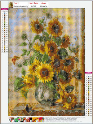 Full Diamond Painting kit - Sunflower vase