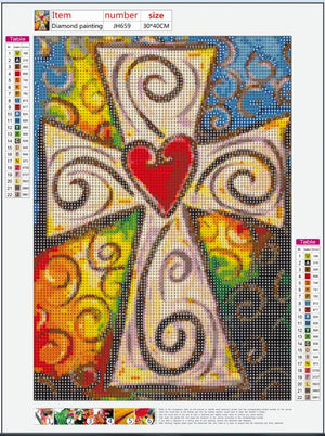 Full Diamond Painting kit - Heart cross