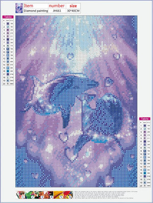 Full Diamond Painting kit - Dolphins in love