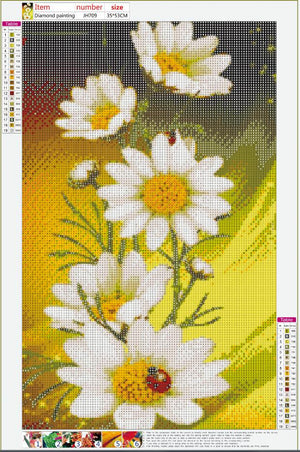 Full Large Diamond Painting kit - White daisy