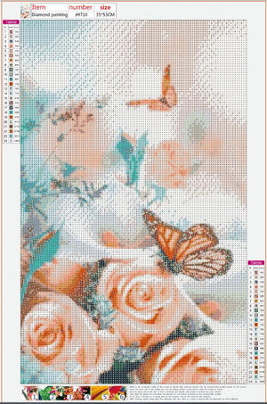 Full Large Diamond Painting kit - Roses and butterflies