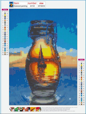 Full Diamond Painting kit - Glass bottle by the sea