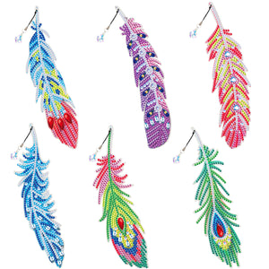 6 Pcs DIY Feather Diamond Painting Bookmark